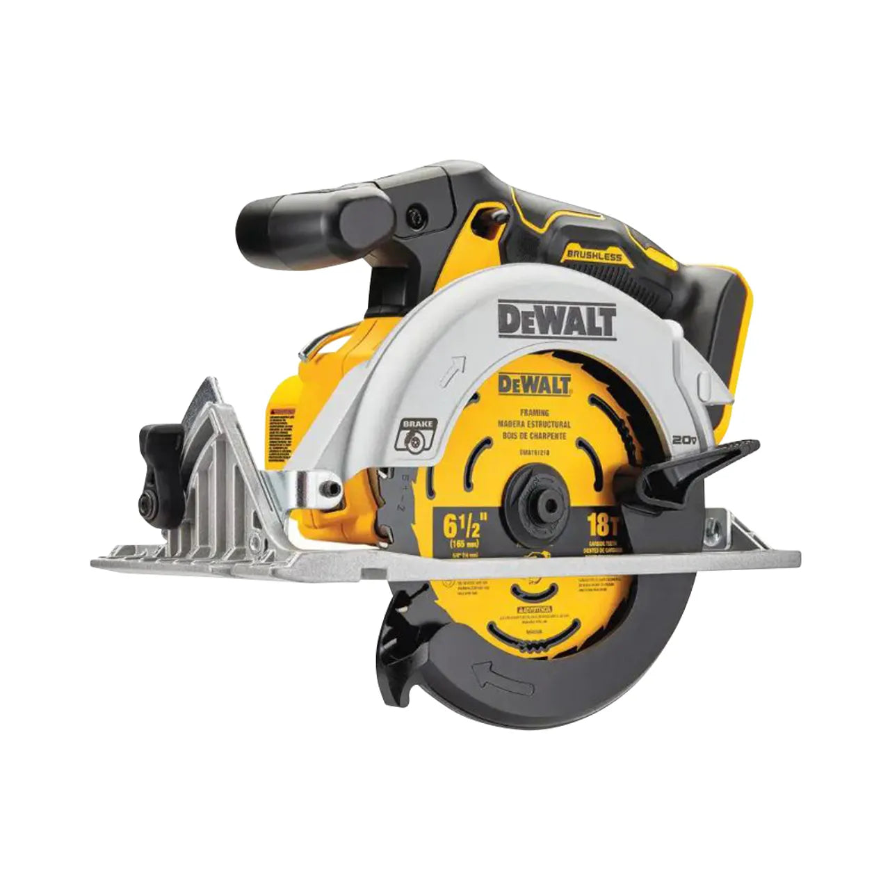 A Go Build 20V MAX Cordless Brushless 6-1/2 in. Circular Saw (Tool-Only) with a metal base and ergonomic handle, by The Fastest Way To Build.